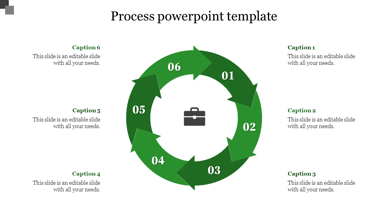 Free - Stunning Process PowerPoint Template In Green Color Slide